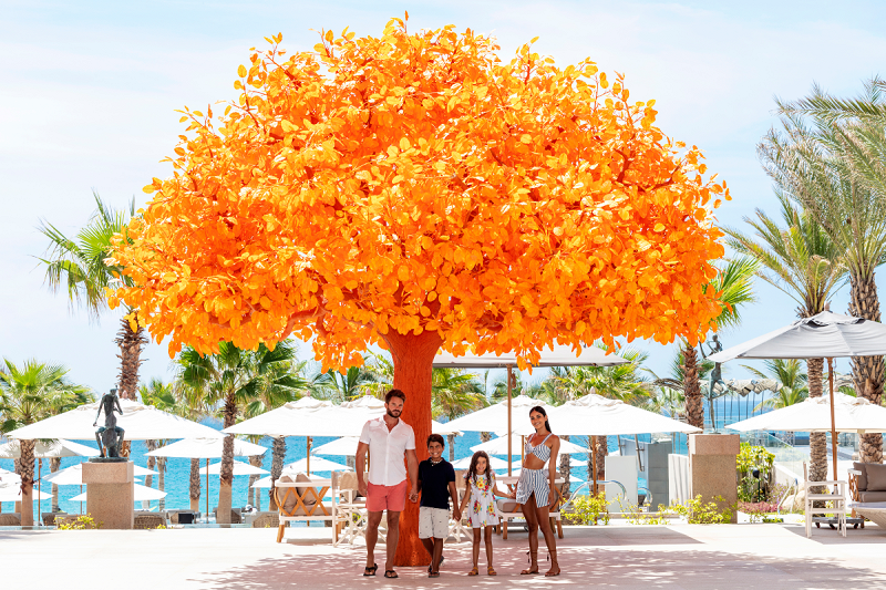 Family at the orange tree