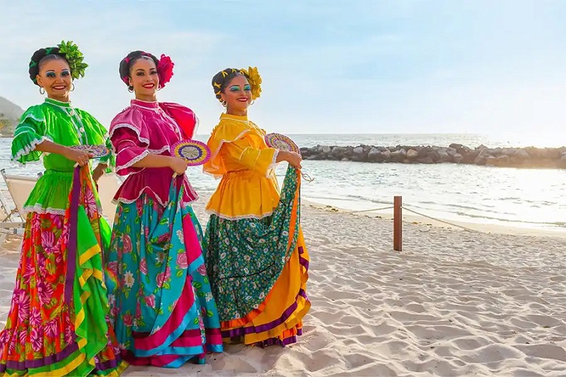 Made in mexico tafer event traditional dancers beach