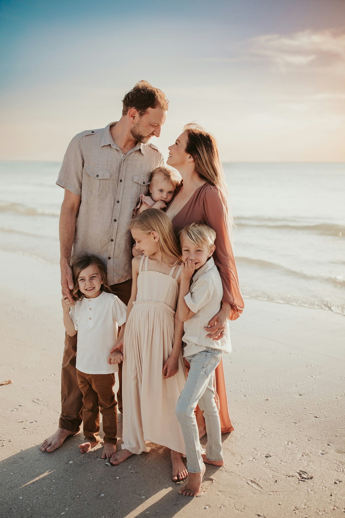 Family enjoying a relaxed beach vacation